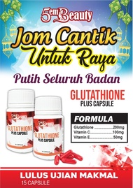 Kapsul Putih Gred A Harga Kilang Glutathione 200mg vitamin C 150mg Vitamin E 50mg (Lulus Ujian Makma