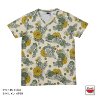 แตงโม (SUIKA) - เสื้อแตงโม เสื้อยืดคอวี ลายพิมพ์ดอกไม้(P.V-145)