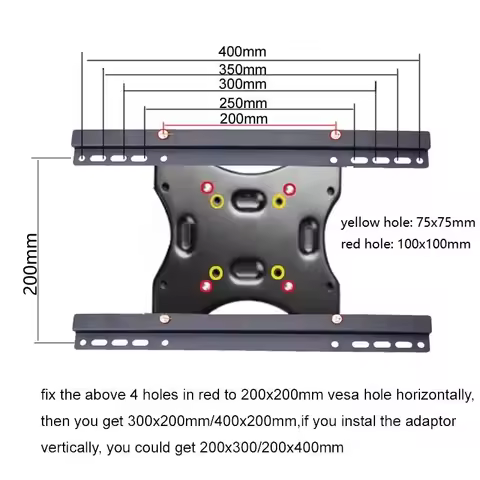 LCD Monitor mount VESA adaptor expand from 75x75 100x100 200x100 to 200x300 300x200 200x400 400x200