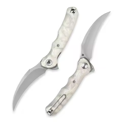 TRIVISA Lacerta Multifunction Pocket EDCFolding Knife 14C28N Blade Copper Aluminum Foil Handle with 