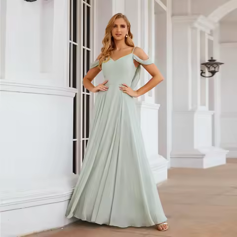 Sharon Said Simplicity Sage Green and Grape V-Neck Bridesmaid Dress Off Shoulder Women's Wedding Gue