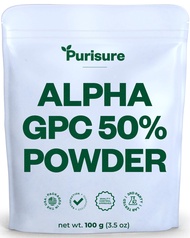 Alpha GPC 50% Powder, 100 g, Pure Alpha GPC Choline Supplement for Brain and Focus, CDP Choline Supp
