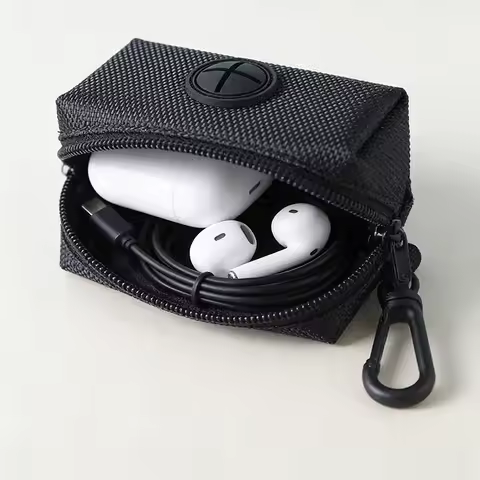 Portable Mini Earphone Case Zipper Pouch for AirPod Data Cable Organizer Box Key Coin Holder with Cl