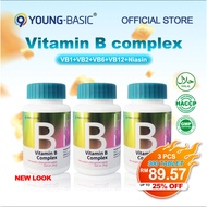 【3 Botol Lebih Jimat】9YOUNG BASIC Vitamin B Complex , 300 Tablet | 8 Jenis Vitamin B (B1 B2 B6 B12, 
