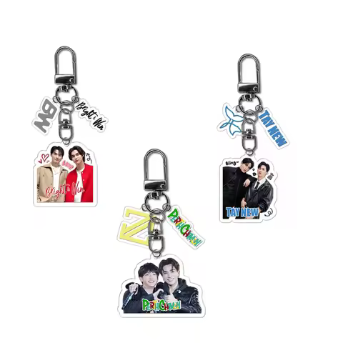 Thai TV Drama Star BL Acrylic Keychain BrightWin Gemini4th Couple Keyring Pendant for Backpack Decor