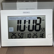 [Original] Seiko Digital Clock QHL089WL White Calendar Thermometer Hygrometer Standing &amp; Wall Clock QHL089W QHL089
