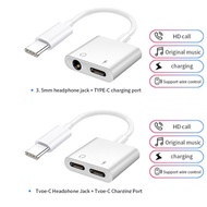 【Ready Stock】2 In 1 Type-C USB C Adapter 3.5mm Jack Charge Cable For Samsung Note 10 Plus S20 S21 S22 S30 Fe Note20 Ultra Splitter 3.5mm Jack Earphone Calling Audio Aux Connector Double Type-C Adapter