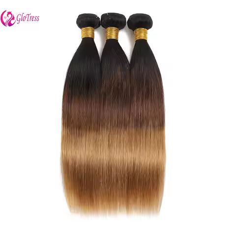 Color 1B/4/27 Straight Human Hair Bundles 8-24 Inches 3 Bundles Ombre Brazilian Virgin Hair for Blac