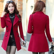 Woolen coat women Mid long winter jakcet trench coat