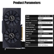 RX 580 8GB Graphics Cards AMD GDDR5 GPU Video Card 256Bit 2048SP Computer VGA RX580
