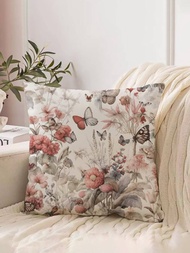 1入組無填充物花卉圖案靠墊套現代布藝裝飾抱枕套適用於客廳家居裝飾