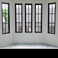 JENDELA P50xT180cm satu set handel dan kaca pemasangan mudah, praktis kusen Aluminium utk Kamar