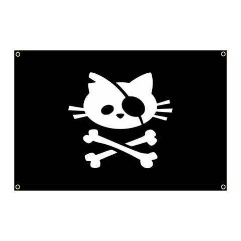 QLFLAG 3x5Fts LGBTQ Pirate Cat Skull and Crossbone Flag Banner Decoration