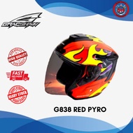 Helmet Gracshaw G838 Gaizer Red Pyro Helmet (READY STOCK) Helmet Open Face Gracshaw