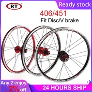 RT 406/451 Bicycle Wheel Set 20 Inch Bike Wheelset 74/130 100/135 Fodling Bicycle Wheelset Cycling Parts for Disc/V Brake