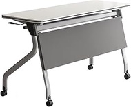 YVYKFZD Folding Conference Table, Rectangular Meeting Table, Rolling Training Table with Wheels, Mob