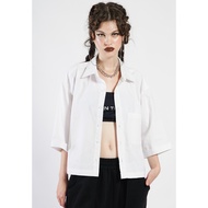 OCWA GUNNA OVERSIZED CROP COTTON SHIRT WHITE WOMEN
