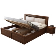 All Solid Wood Bed 2x2.2m Air Pressure High Box Storage Bed Widened Twom Box Storage 1.8m Double Bed