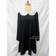 [READY Daily Kawaii Y2K Coquette Mori Goth Vintage Outfit] Amavel Black Dress Emboridery Cats on Whi