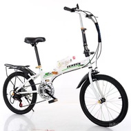 🚢20Inch Folding Variable Speed Bicycle Female Male Adult Student Ultra-Light Portable Foldable Leisure Bicycle Factory W