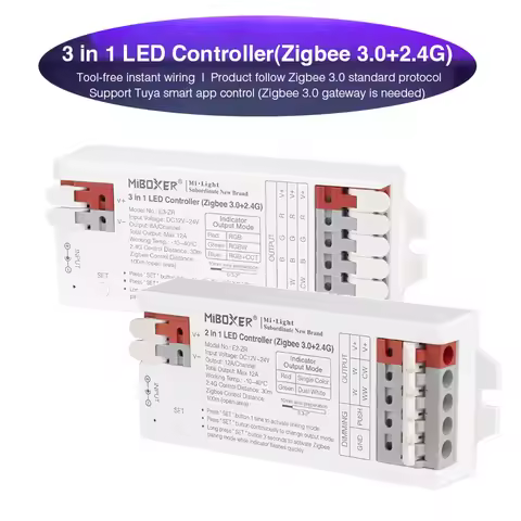 Miboxer Zigbee 3.0+2.4G Tool-free Instant Wiring LED Controller E2-ZR E3-ZR For Single color/Dual wh