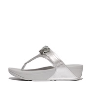 FitFlop LULU Jewel-Deluxe Metallic-Leather Toe-Post Sandals - Silver (HT8-011)