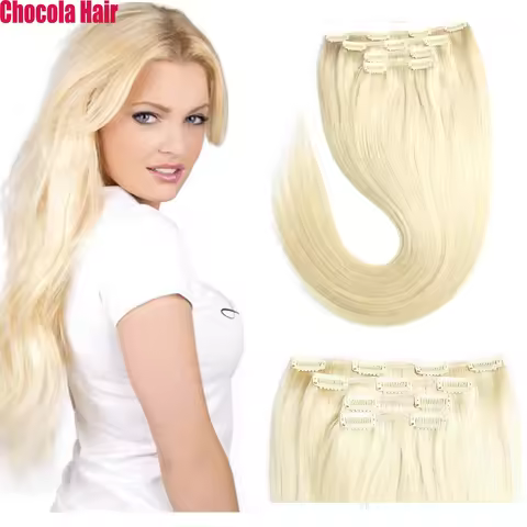 Chocala 100% Brazilian Real Human Hair Extensions 16"-28" Remy Hair 100g-220g 4pcs Set 1x20 1x15 2x1