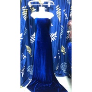 C931 - Blue 7-border Velvet Fabric (1m x 1.6m), very soft, 4-way stretch