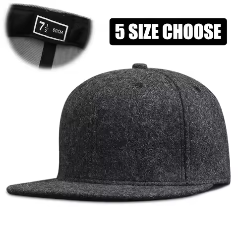 Woolen Winter Full Closed Fitted Cap Hat New York Size Trucker Men Bill Hip Hop Solid Baseball Blank