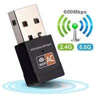 KEBETEME Bộ Chuyển Đổi WiFi USB Ăng Ten WiFi 2.4GHz 5GHz 600Mbps Bộ Thu Card Mạng Máy Tính Không Dây