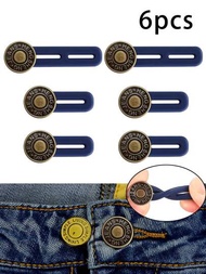 6入組彈性矽膠扣鈕延長器,男女適用,適用於牛仔褲鈕扣延長器、腰帶延長器、即裝式褲身增大鈕扣金屬矽膠用於牛仔褲衣領