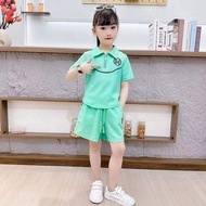 Baby girl set short sleeve polo, summer baby girl clothes made of soft and cool elastic, large size 