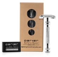 Parker 99R Chrome Long Handle Heavyweight Butterfly Open Double Edge Safety Razor for Men, 5 Parker 