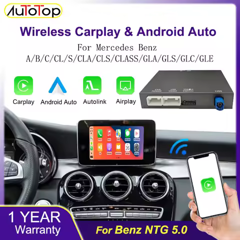 AUTOTOP Bezprzewodowy dekoder CarPlay Android Auto do Mercedes Benz A B C CL S CLA CLS CLASS GLA GLS