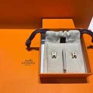 Hermes mini pop H 耳環 全新白金