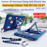 For Samsung Galaxy Tab S6 Lite 10.4'' 2020 2022 SM-P613/P619 Fashion 3D Astronaut Stamp Soft Silicone Support Drop Resistant Case for Samsung Galaxy Tab S 6 Lite SM-P610N SM-P615