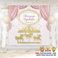 Birthday Banner | Birthday Backdrop | Hari Jadi - Carousel Horse Princess