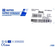 Nipro Syringe  3ML  Luer Slip  SINGLE-USE SYRINGE 100's  - EXPIRY 2029  READY STOCK