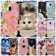 Samsung Galaxy J2 Pro (2018) / J2 (2018) / Grand Prime Pro SM-J250F J250G Cute Flower Cat Painted Soft Silicone TPU Case