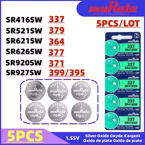 5PCS Original Murata SR416SW 337 SR521SW 379 SR621SW 364 SR626SW 377 SR920SW 371 SR927SW 399/395 Bat