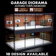 STE88 Assemble Garage Diorama for 1:64 Diecast Car Models ( Lights/ Dust Proof ) Hotwheels / MiniGT 