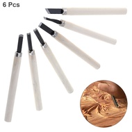 6pcs/set High Carbon Steel Head Art Hand Carved Chisel Set with Wooden Handle for DIY Carving Patterns / Sculpture Soft Materials - intl