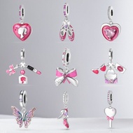 Silver Barbie Pink Girl Heart New Style DIY Jewelry Accessories Bracelet Charm Beads
