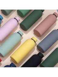 1pc Multicoloured 500/750ml/17/25oz Insulated Water Bottle With Small Mouth And Shaped Design, High-