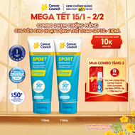 Combo 2 kem chống nắng dùng khi chơi thể thao Cancer Council Sport Sunscreen Dry Touch & Sweat Resis