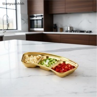 tianyuanhhh Stainless Steel Divided Condiment Plate  Grid 2 Grid 3 Grid for Seasonings Snas Picnic T