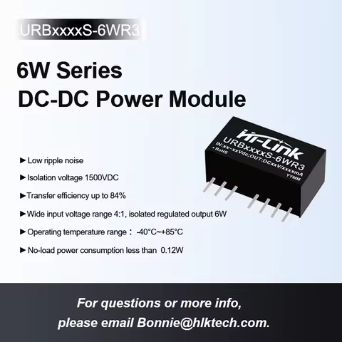 URB2405S-6WR3 URB2424S/03S/09S/12S/15S-6WR3 24V to 3.3V/9V/12V/15V/24V/5V DC DC Isolated Power Suppl