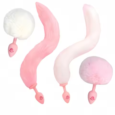 Plush Tail Silicone Anal Plug Multi Style Cat Fox Tail Anal Stimulator Self Pleasure Aid Adult Toys