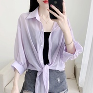 Nữ Áo Sơ Mi Chống Nắng Mỏng Mùa Hè Tay Áo Cánh Dơi Chiều Dài Ngắn Vải Voan Điều Hòa Không Khí Áo Thờ