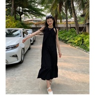 【READY STOCK AT Johor】 CherryShop⭐Halter sleeveless dress womens loose long dress simple skirt